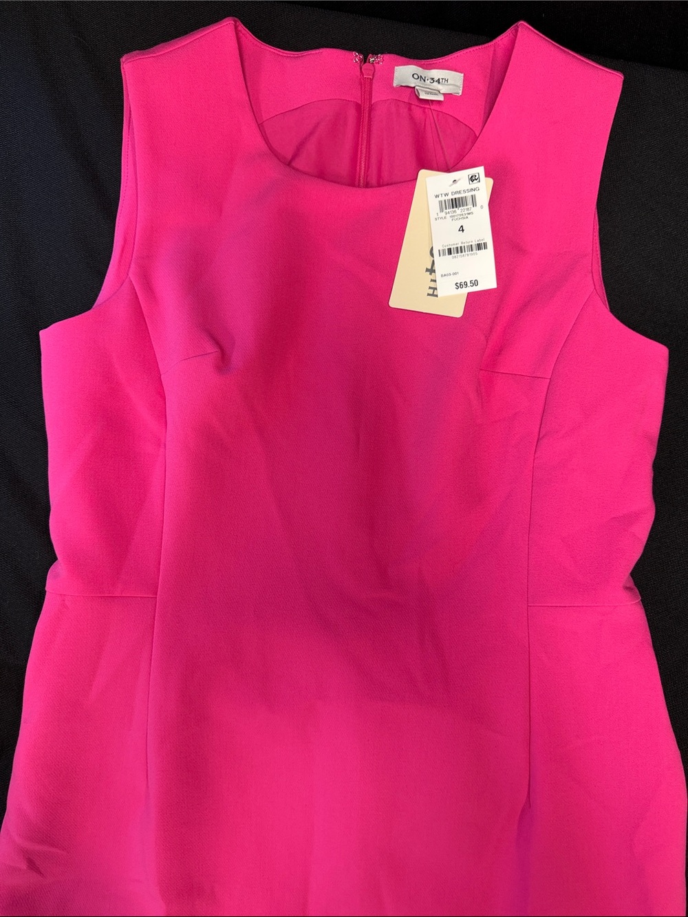 Hot Pink Sleeveless Sheath Dress (On 34th)